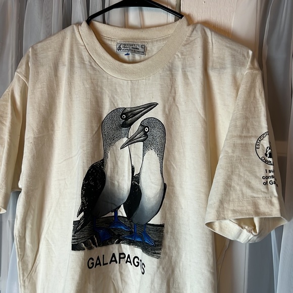 VTG Charles Darwin Galapagos Islands Blue Footed Booby T-Shirt Men’s Large - Picture 5 of 8